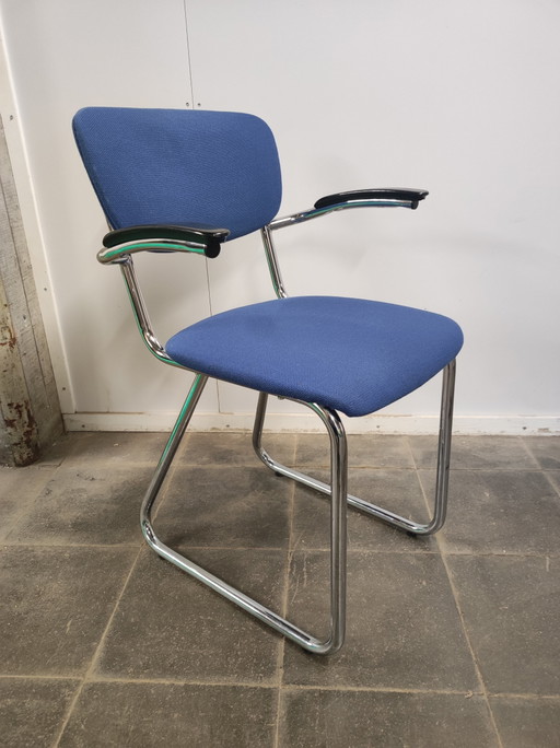 8 sillas con estructura tubular Ahrend De Cirkel estilo Gispen – eetkamerstoelen, Metal, Plastic
