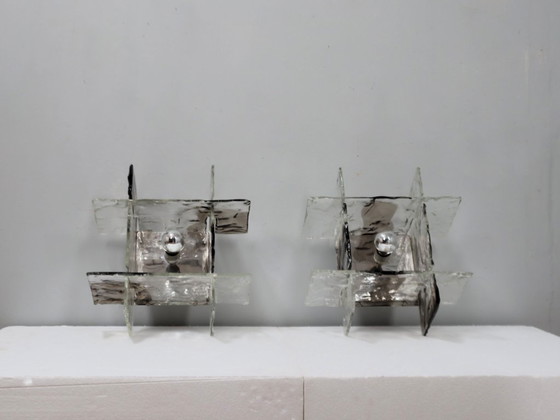 Image 1 of Paar Murano-Glas-Wandleuchten, Carlo Nason für Mazzega, 1960er Jahre, Italien