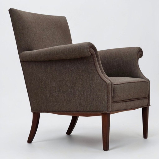 1960s, Danish armchair, furniture wool, ash wood legs.