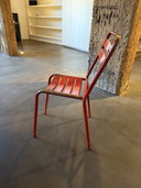 4 chaises de café françaises rouges des années 1950