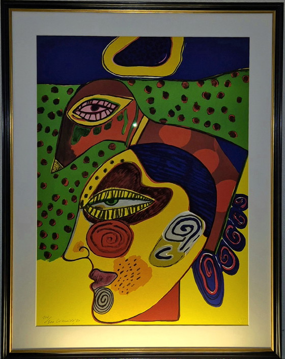 Image 1 of Corneille Lithograph, Tete de Femme et Oiseau Pensif, Framed Limited Edition