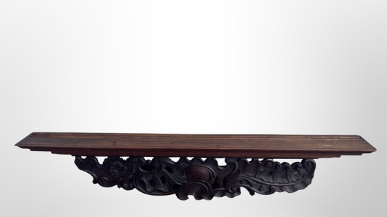 Image 1 of Estantería de pared de madera grande unidad de pared de madera tallada