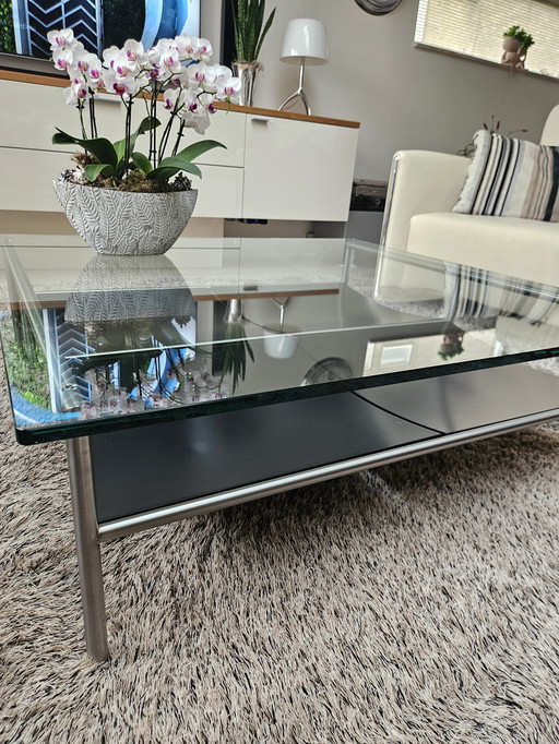 Glass coffee table with 2 side tables