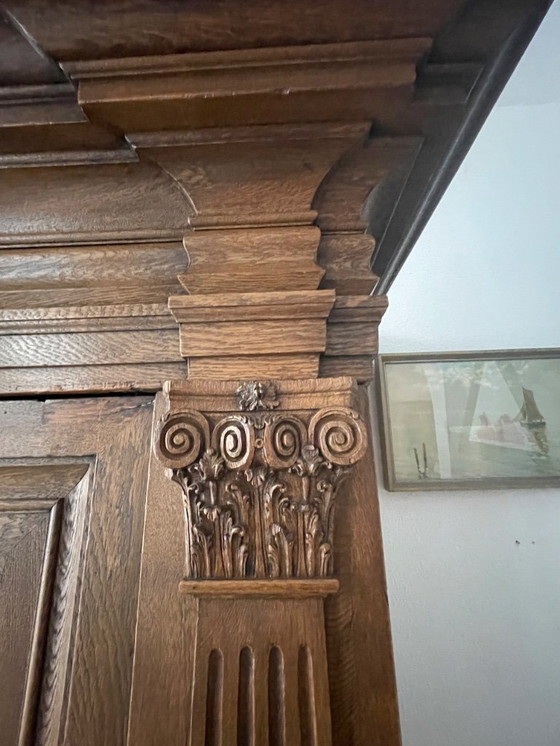 Image 1 of Antique solid oak cabinet - centerpiece!