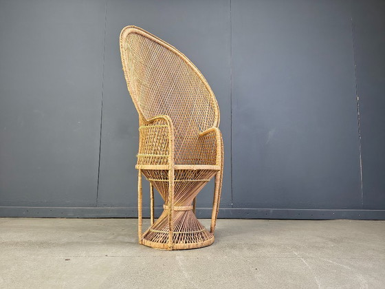 Image 1 of Fauteuil paon vintage en osier, années 1970