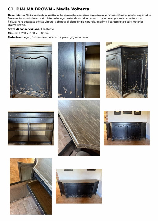 Buffet bas Dialma Brown Volterra – Chêne et noir décapé