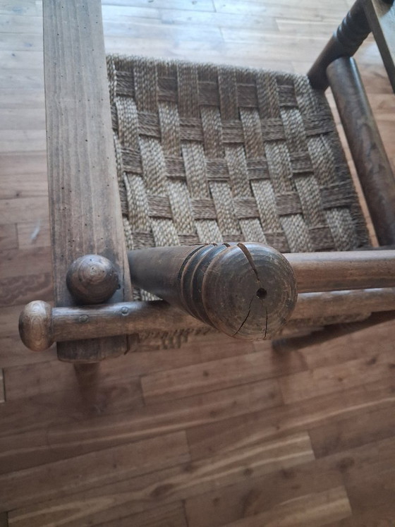 Image 1 of Dudouyt fauteuil van hout en riet.