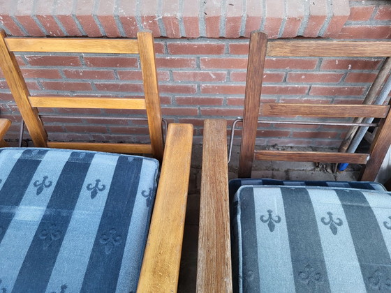 2 vintage rookfautueils – Fauteuils, Textiel, Hout (photo 2 of 5)