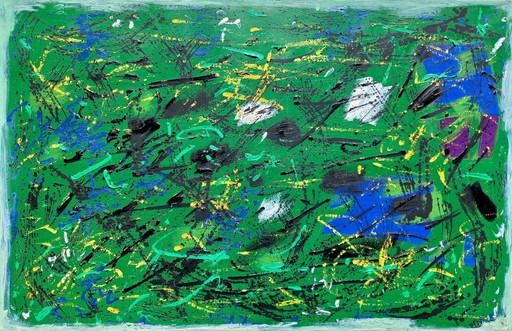 André van der Vossen - Composition abstraite, huile sur toile (magnifiquement encadrée)