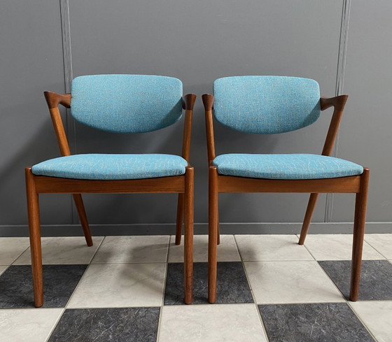 Image 1 of Ensemble de 2 chaises Z en teck modèle 42 de Kai Kristiansen pour Shou Andersen Denmark