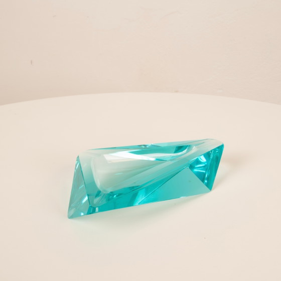 Blauwe kristallen asbak Fontana Arte Stijl, Italië 1970 – Ingrand, Tafelaccessoires, Crystal (photo 8 of 26)