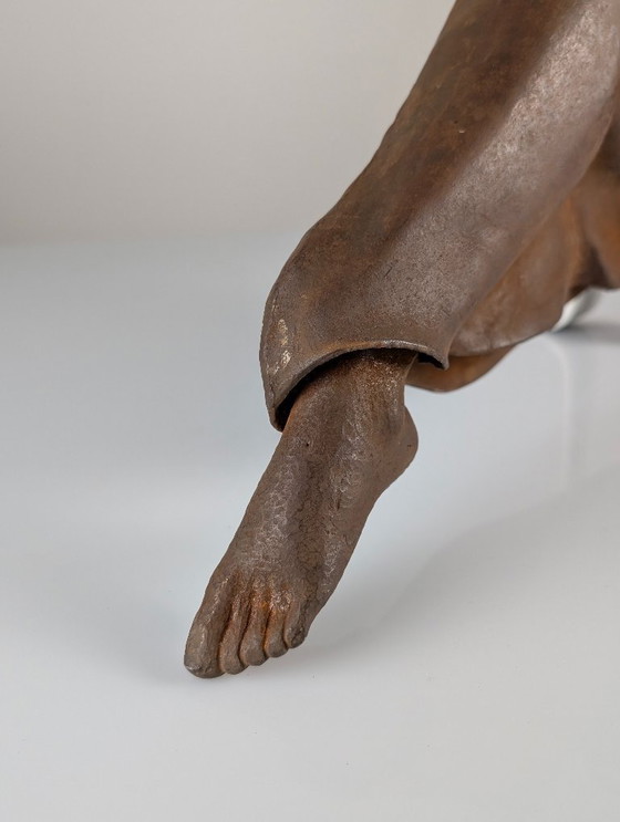 Image 1 of Sculpture d'ange en fer forgé de style néo-Renaissance espagnole, jouant du luth, vers 1900