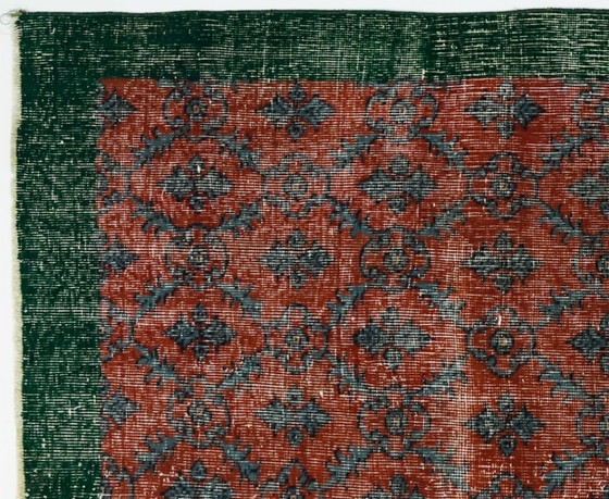 Tappeto turco vintage Oushak 216 × 141 cm – Rosso e verde, in lana, tessuto a mano – Tappeti, Wool (photo 4 of 10)