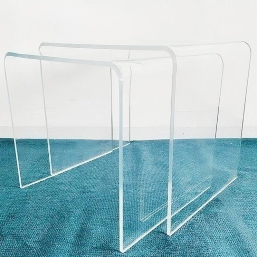Mid-century Italiaanse plexiglas bijzettafels acryl space age nesting set 1970's