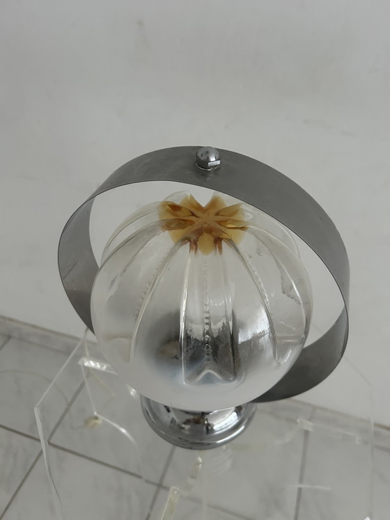 Image 1 of Vintage glass and chrome table lamp