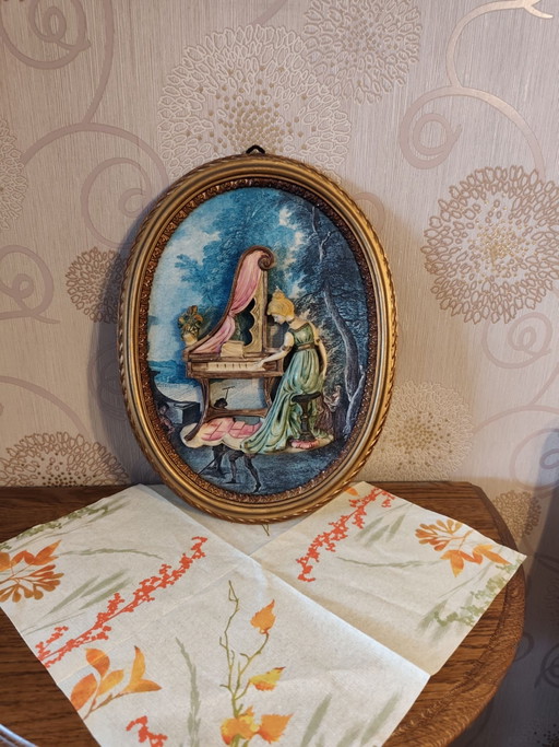 Vintage Mid-Century 3D Reliefgemälde