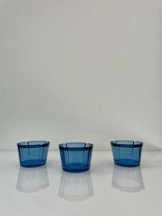 Image 1 of 3x Rosendahl Kerzenhalter im dänischen Design, blaues Glas