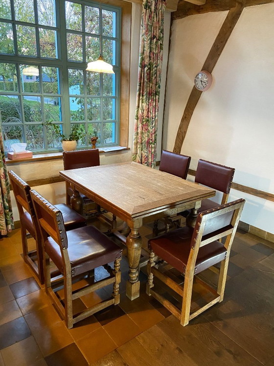 Image 1 of Conjunto de 6 sillas con mesa de comedor, estilo flamenco