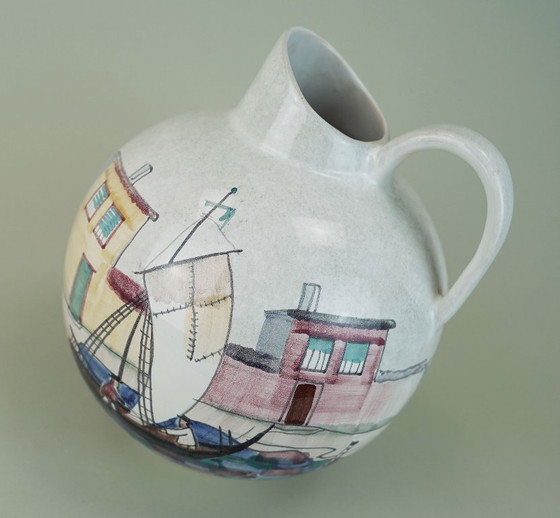 Image 1 of Precioso jarrón de mediados de siglo de Jawe, decorado con pintura a mano "Capri", de la década de 1950.