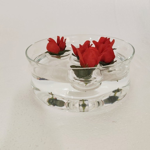 Centro de mesa de Murano de Barbini con soportes internos para rosas flotantes.