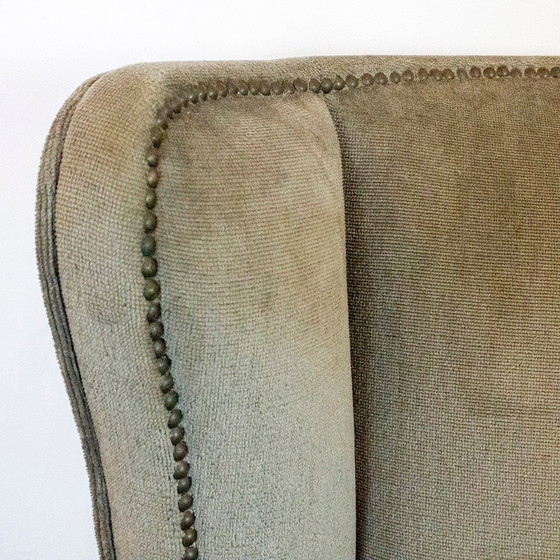 Image 1 of Fauteuil à oreilles en velours vintage, 1970