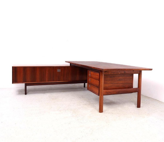 Scrivania Direzionale Vintage con Credenza, Arne Vodder per Sibast, Anni '60, Scrivanie, Legno, Marrone (foto 3 di 15)
