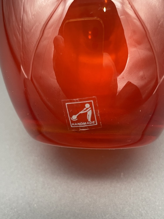 Elegante Vaso in vetro vintage di Montana in un intenso arancione-rosso. – Vasi, Glass (photo 6 of 7)