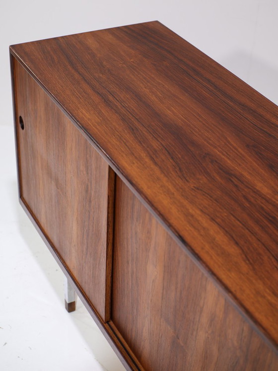 Image 1 of Lang dressoir lowboard palissander chroom vintage Deens