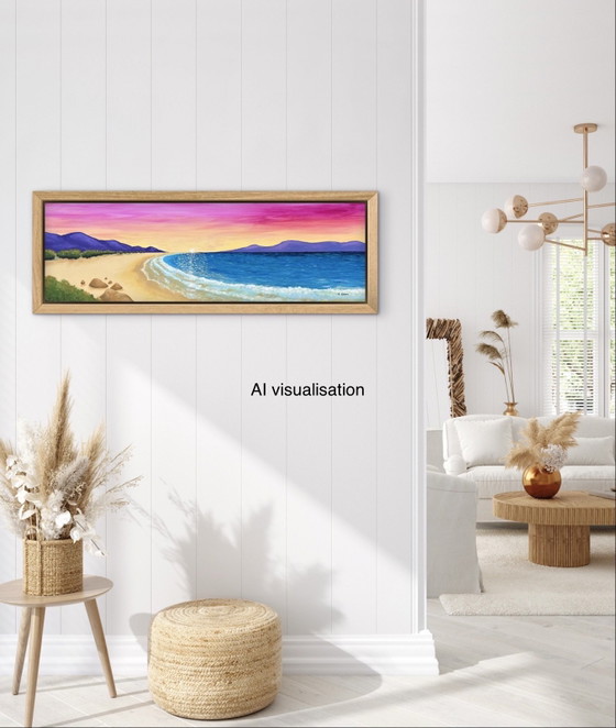 At The Edge Of The Visible - Peinture Acrylique Panoramique Originale 30 X 100cm – Peintures et dessins (photo 7 of 9)