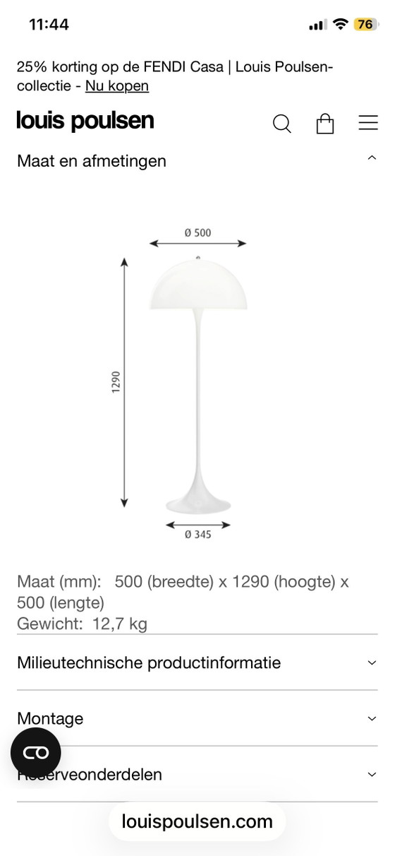 Image 1 of Vintage Louis Poulsen Floor Lamp – White with Dimmer