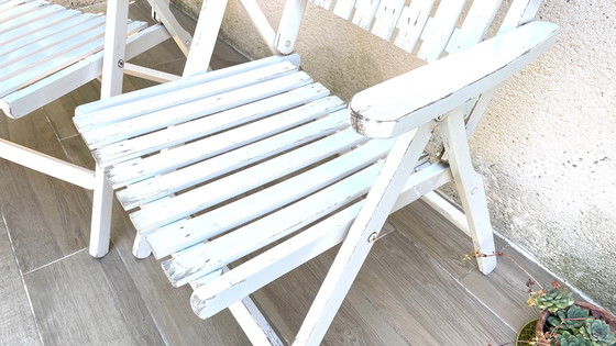 Image 1 of Vintage Wood Folding Garden Armchair by R.Gleizes France