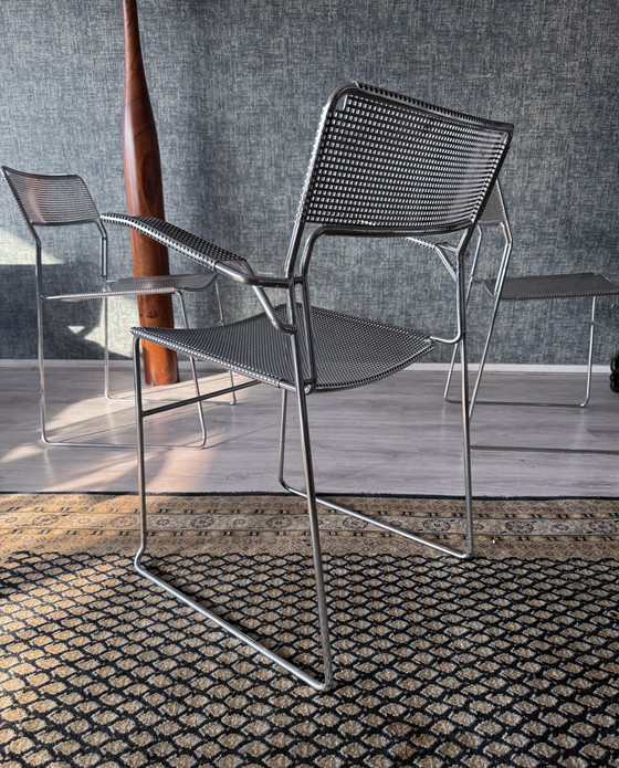 Image 1 of Juego de 3 sillas apilables cromadas "Sultana" de Arrben International, ca 80s