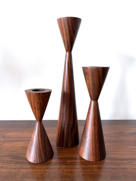 Image 1 of Candelieri in legno vintage di metà secolo, design danese anni '60/'70