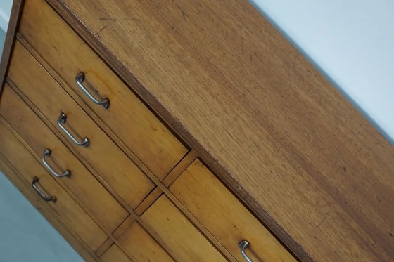 Image 1 of Botiquín industrial holandés de haya, mediados del siglo XX