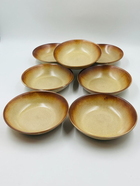 Lot of 7 Flamed Stoneware Deep Plates 1970 – Crockery, Ceramic (photo 2 of 8)