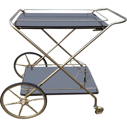 Carrito de bar vintage de metal y fórmica, 1960