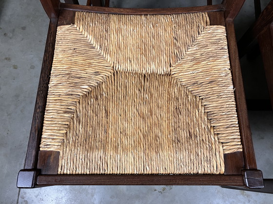 Image 1 of 6 Stühle Binsen Wenge Brutalist Mid Century