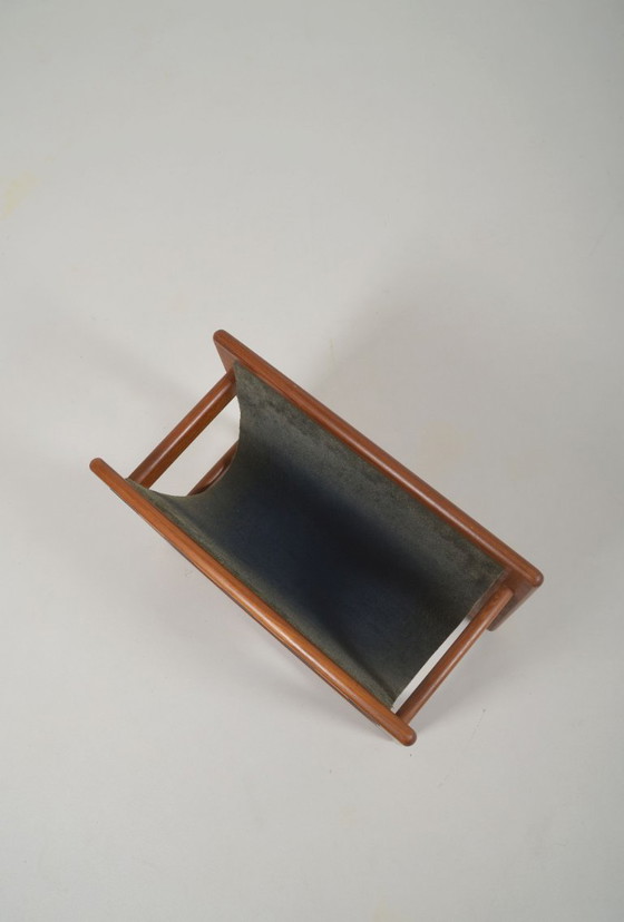 Image 1 of Dänischer Zeitschriftenhalter aus Teakholz und Leder von Salin Møbler, 1970er Jahre