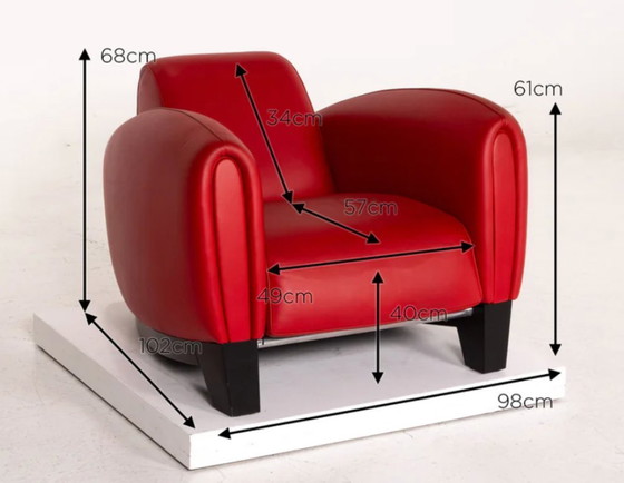 Image 1 of Bugatti designfauteuil in rood leer (model Franz Romero, jaren 90)