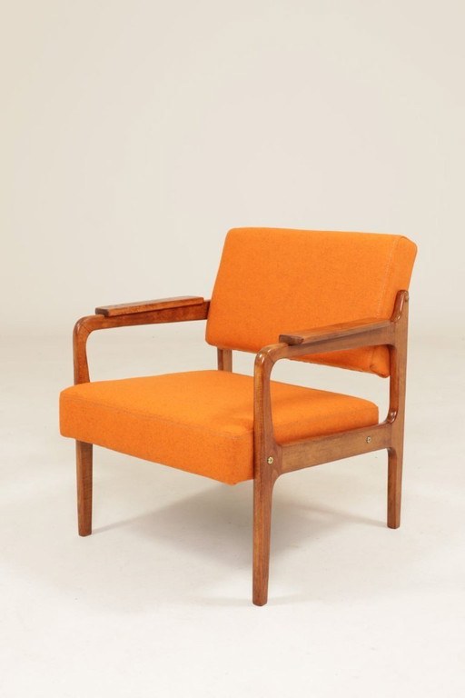 Vintage  Armchair Orange Wool MCM Design 
