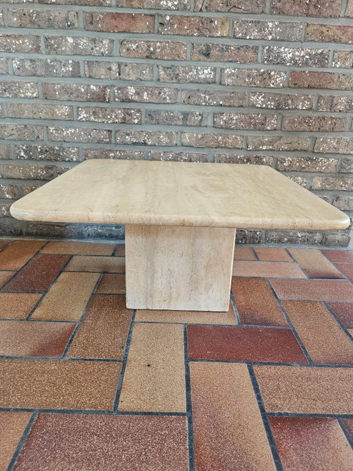 Tavolino da caffè in travertino italiano, anni '70