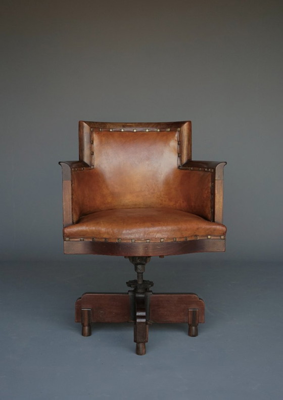 Image 1 of Impresionante silla de escritorio de la Escuela de Ámsterdam o Art Déco, década de 1920