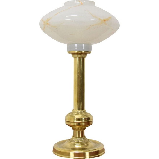 Vintage glass and brass lamp by Kamenicky Senov, Czechoslovakia 1960