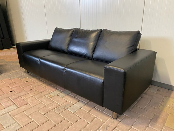 Image 1 of Prachtige zwarte leren 3-zitsbank