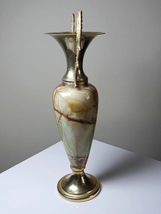 Large decorative onyx and gilded metal cassolette, Italy 1960s-70s., Vintage, Decorative Objects, Stone (photo 11 of 19)