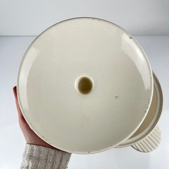 Image 1 of Badonviller semi-porseleinen terrine met blauw bloemenpatroon, begin 20e eeuw.