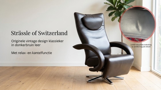 Strässle modern lounge chair in near mint condition – Adjustable recliner chair, Chrome, Leather (photo 8 of 8)