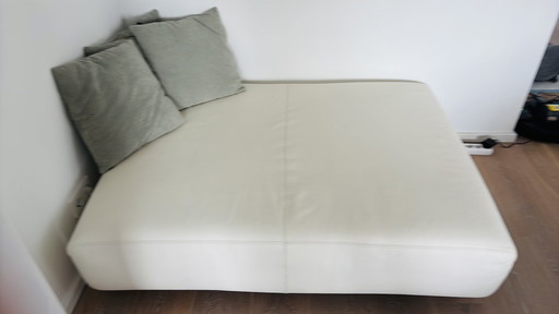 Moroso Lowland Hocker, Pouf, weißes Leder