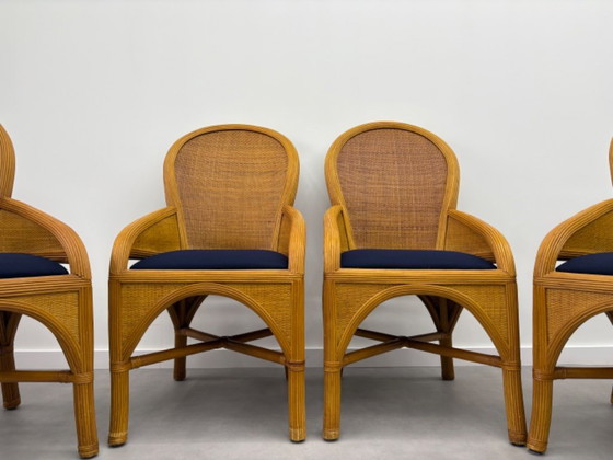 Image 1 of Vintage ( pencil reed ) eettafel met 4 bijpassende stoelen