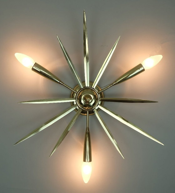 Image 1 of 50's mid century sputnik 3-light laiton CEILING FIXTURE